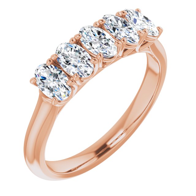 1.05 ct. Oval Cut Diamond Wedding Band 5 Stone Anniversary Ring-VIRABYANI